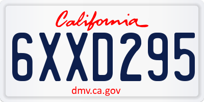 CA license plate 6XXD295
