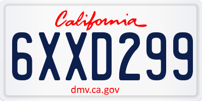CA license plate 6XXD299