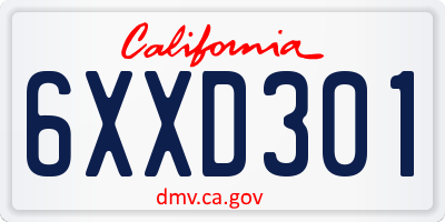 CA license plate 6XXD301