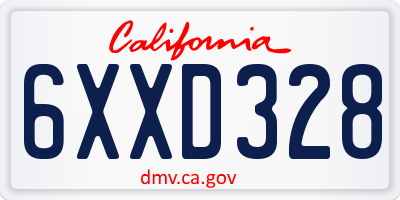 CA license plate 6XXD328
