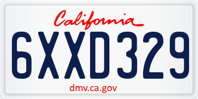CA license plate 6XXD329