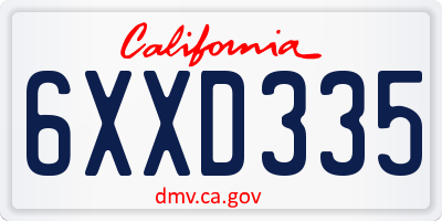 CA license plate 6XXD335