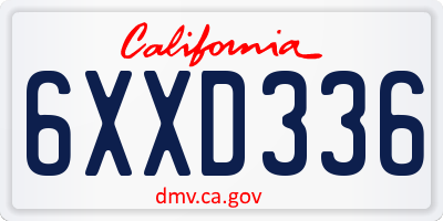CA license plate 6XXD336