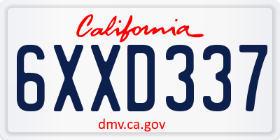 CA license plate 6XXD337