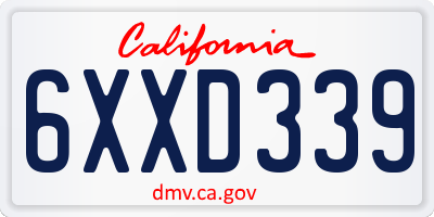 CA license plate 6XXD339