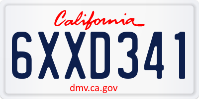 CA license plate 6XXD341
