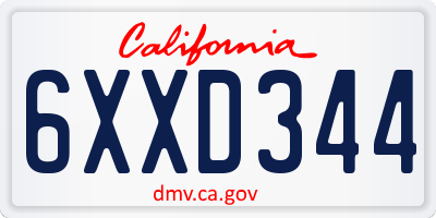 CA license plate 6XXD344
