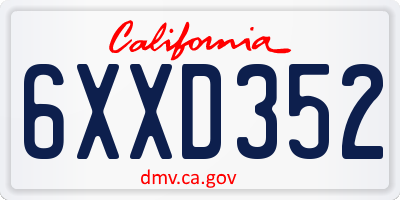 CA license plate 6XXD352