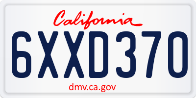 CA license plate 6XXD370