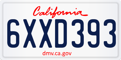 CA license plate 6XXD393