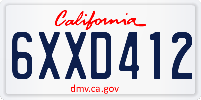CA license plate 6XXD412