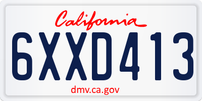 CA license plate 6XXD413