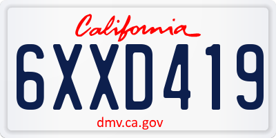 CA license plate 6XXD419