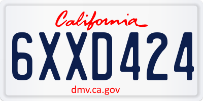 CA license plate 6XXD424