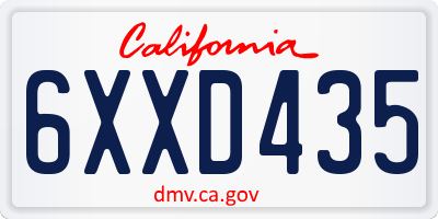 CA license plate 6XXD435