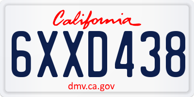 CA license plate 6XXD438
