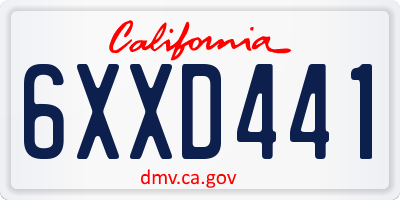 CA license plate 6XXD441