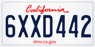 CA license plate 6XXD442