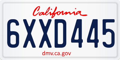 CA license plate 6XXD445