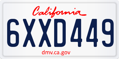 CA license plate 6XXD449