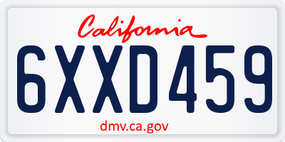 CA license plate 6XXD459