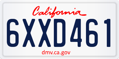 CA license plate 6XXD461
