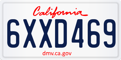 CA license plate 6XXD469