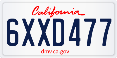 CA license plate 6XXD477
