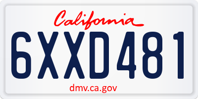 CA license plate 6XXD481