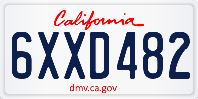 CA license plate 6XXD482