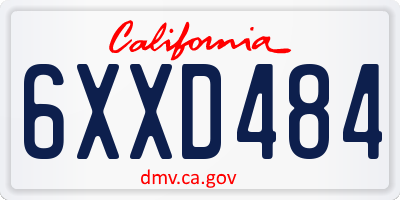 CA license plate 6XXD484