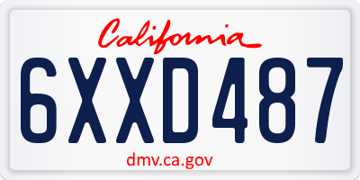 CA license plate 6XXD487
