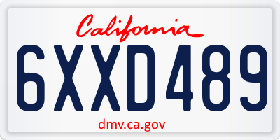 CA license plate 6XXD489