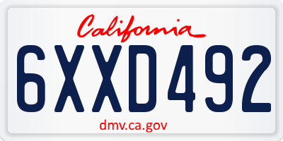 CA license plate 6XXD492