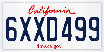CA license plate 6XXD499