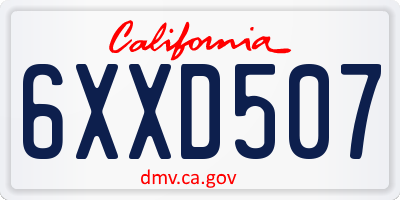 CA license plate 6XXD507