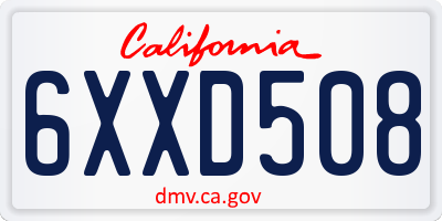CA license plate 6XXD508