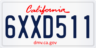 CA license plate 6XXD511