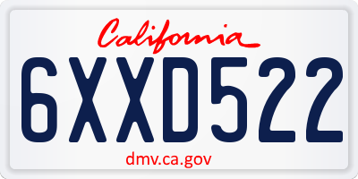 CA license plate 6XXD522