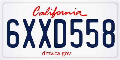CA license plate 6XXD558