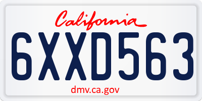 CA license plate 6XXD563