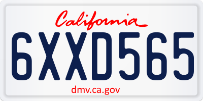 CA license plate 6XXD565