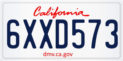 CA license plate 6XXD573