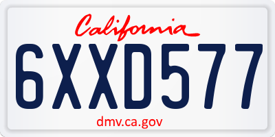 CA license plate 6XXD577