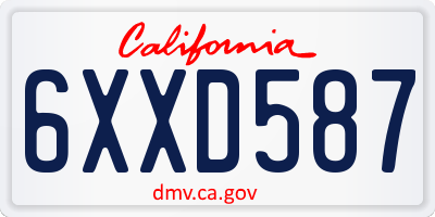 CA license plate 6XXD587