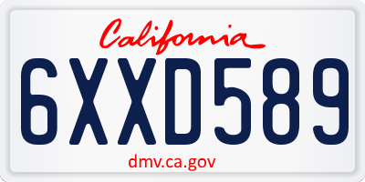 CA license plate 6XXD589