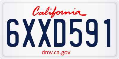 CA license plate 6XXD591