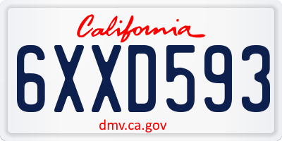 CA license plate 6XXD593