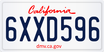 CA license plate 6XXD596