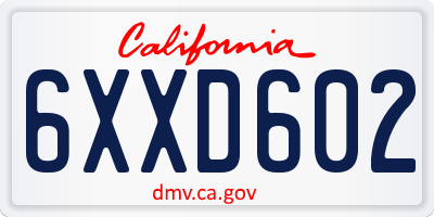 CA license plate 6XXD602